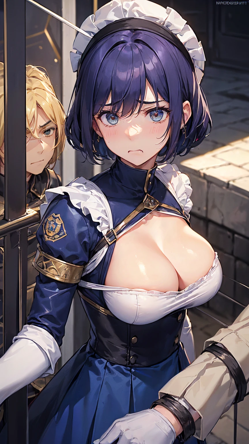 {{Upper Body, Dutch Angle}} {{Artist: moisture_(Chichi)}} 1 female, (There are two guards on either side restraining her.:1.5)、( Man pulling woman's clothes:1.5)、Mature Woman, elegant, Princess, Medium chest, Straight hair, Blonde, Long Hair, Hime cut, Green Eyes,(Light clothing:1.5)、Gold border, tiara, View your viewers,( Displeased face:1.5)、( He was held captive by two men.,:1.5)、Faceless Man, Outdoor