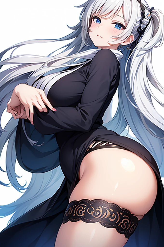 (masterpiece), (curvy mom anime), (ultra detailed), (white background), pretty girl, low angle, low look,