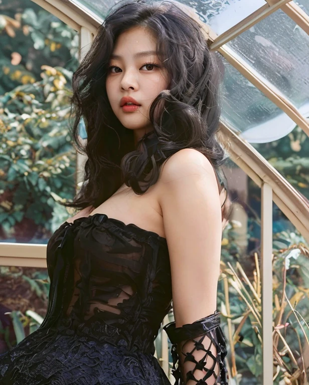 Jennie kim, angelic face, full lips, doll lips, wavy black hair, beautiful eyes
