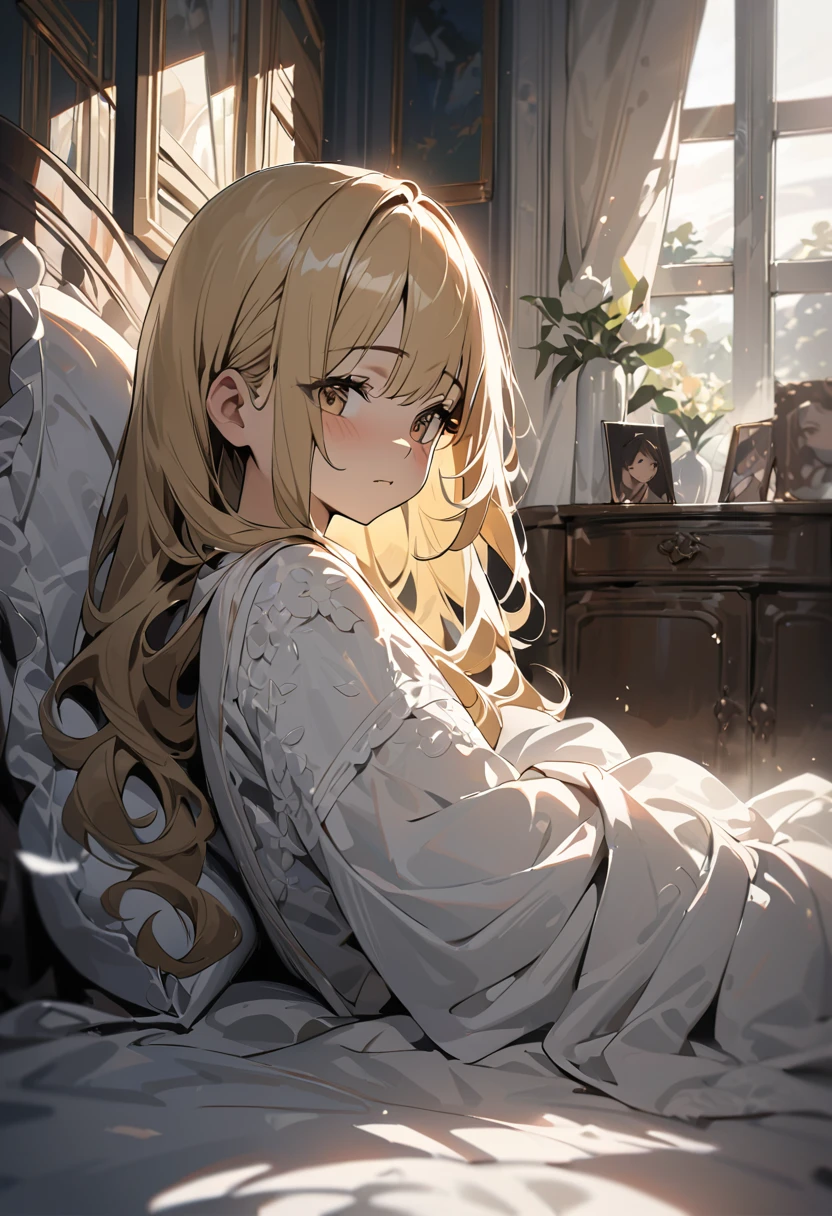 Old beds with dirty, peeling tiles and cracks、Bedroom floor littered with rotting dead aquatic creatures, food scraps and rotting seafood with polluted, cloudy cloudy streams、A fat Japan woman in her 20s in pajamas who sleeps with her mouth wide open and vomiting with a terrible look and an expression of anguish