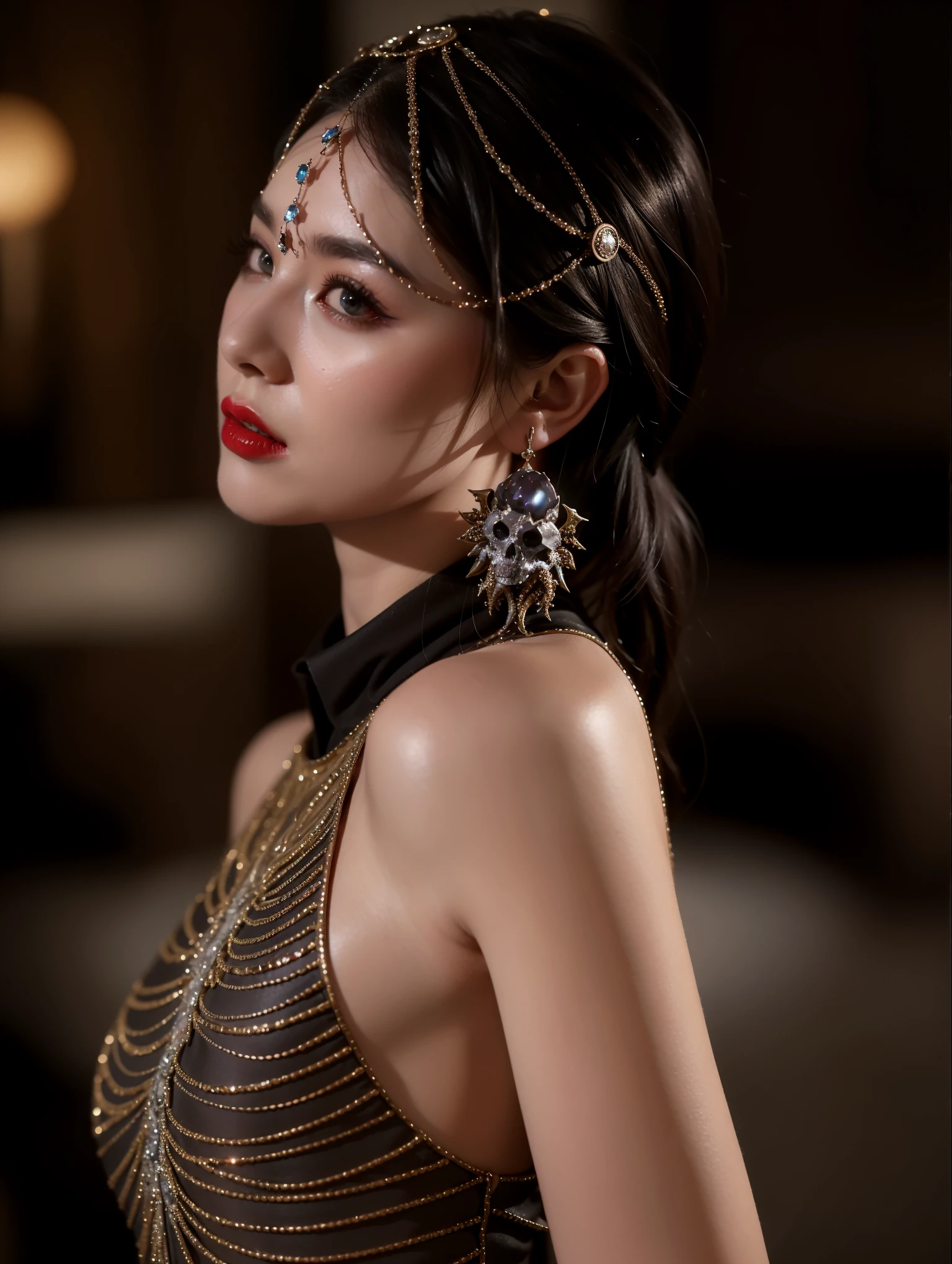 Detailed image quality,Witch Pandora,wing, Succubus Theme,堕落Angel,Excellent,scary,Secret Terror,Tentacles,With eyes,Uncanny Valley Effect,Beast Blood Moon,skeleton,vampire,Hellfire,Dark Queen,Angel,magician magic witch,16岁Angel,Eyes are blue(Pupils as deep as the starry sky),Gorgeous tattoo designs all over the body,Surreal photos(8K picture quality,Rich in details),Dark eyeshadow,Sexy thick lips(Red lipstick),Tattoo designs on body,Dark Queen,Wear luxurious gold jewelry,Sparkling diamond gemstone,breasts symmetrical,Shining armor