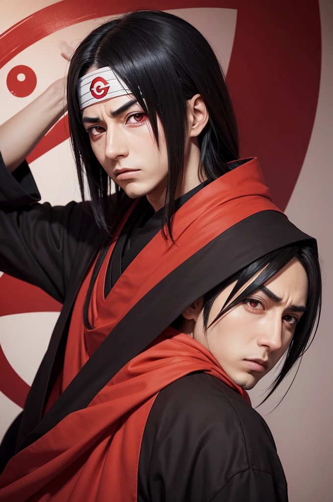 sharingan anime style look, itachi uchiha looking deeply
