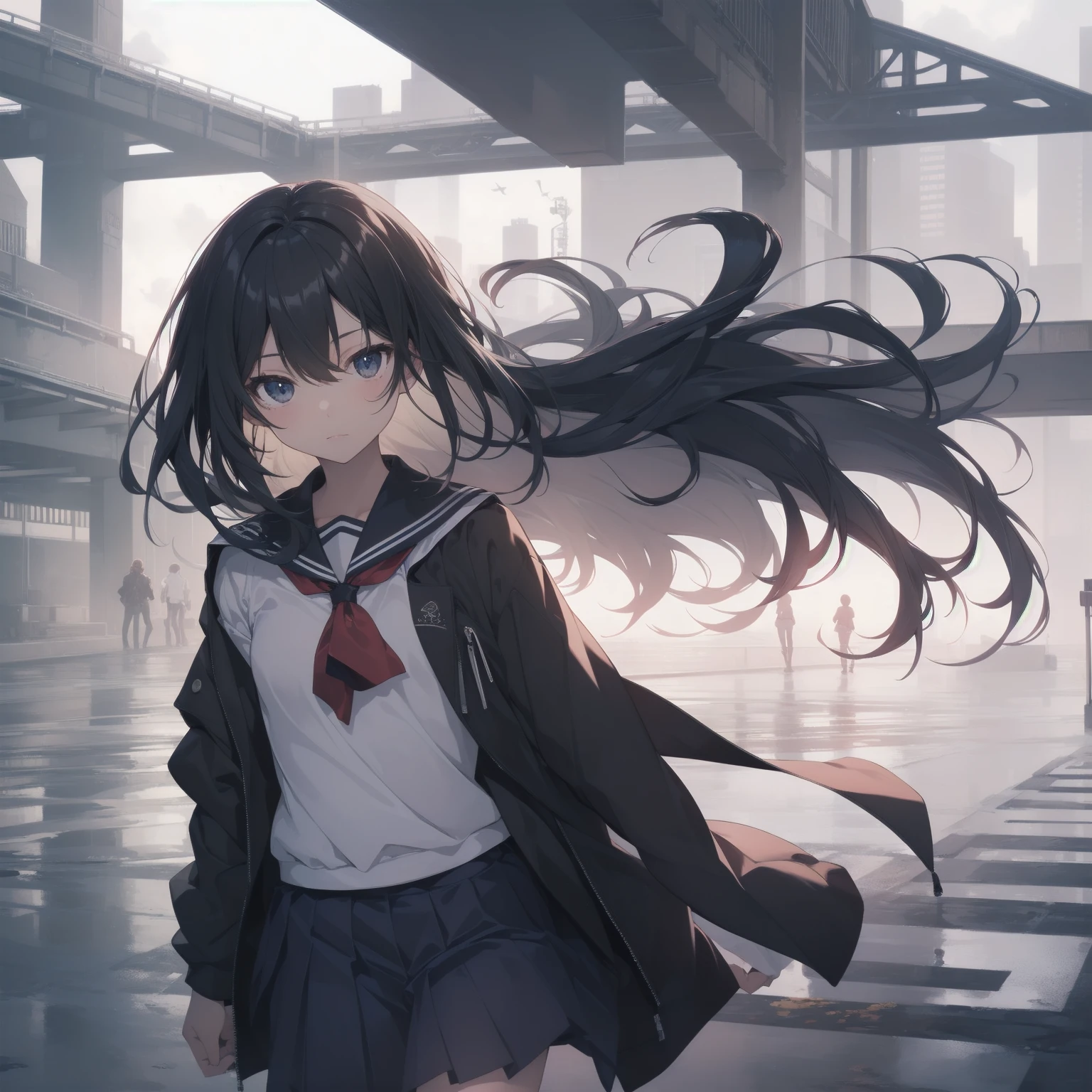 ultra-absurdres-Top quality by artist God, ultra-detailed, high resolution, anime moe artstyle, best anime 8k konachan wallpaper, pixiv contest winner, pool:2810, perfect anatomy,break, 1girl, (Please draw a girl walking sleepily to school alone. )break,(Solo,little female, 13-year-old:1.3),Full limbs, complete fingers,a junior high school student, (very short hair), short cut, flat chest, , small butt, small black eyes, beautiful detailed eyes, well-proportioned iris and pupils, expressive eyes, highres detailed hair, soft expression, salor school_uniform, sailor collar, serahuku, bow, pleated skirt,(Detailed Lighting), (Detailed background), in the School commute route. break,super detailed skin, Best cinematic lighting powered by famous artist, 8k,beauty illustration,photoshop_(medium),very aesthetic,break,((artist:tomose_shunsaku )), artist:clamp ,artist:carnelian ,artist:kantoku ,
