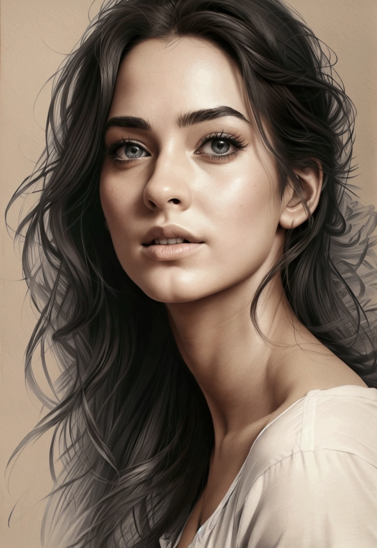 um pencil draw de uma mulher , a charcoal drawing, CGSetnation, arte figurativa, charcoal drawing, pencil draw, dynamic pose