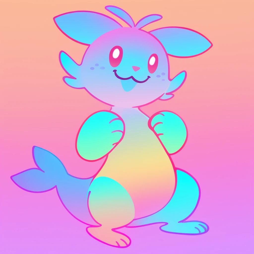 this one is far too happy for it to be true in gradient background art style
