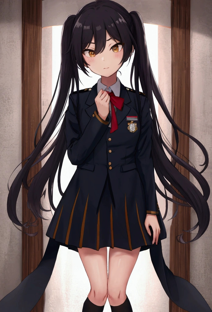 uniform,Black knee-high socks,Dress shirt