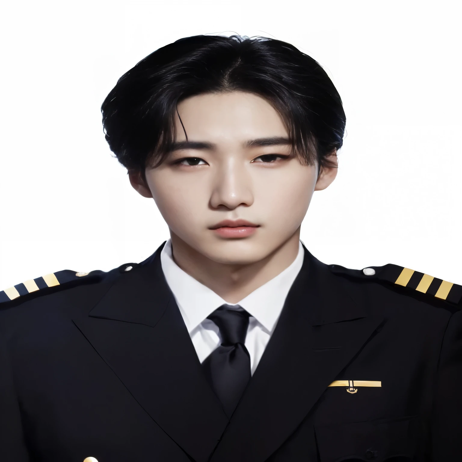 arafed image of a man in a uniform posing for a picture, cai xukun, young wan angel, jinyoung shin, hyung tae, taejune kim, beautiful androgynous prince, official photos, in black uniform, south korean male, sakimichan, shin jeongho, hyung tae kim, jk uniform, official photo, ten lee