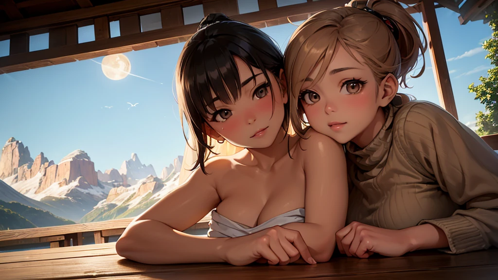 1 beautiful young Asian girl and a hummingbird kissing her cheek ((trunk selfie, glad)), work of art, best qualityer, ultra detali, floor, open air, (natta), mountainscape, naturey, (stele, moonligh) happy, glad, forst, stones, Riu, Wood, smoke, eyeshadows, sharp contrast, Clear sky, styled, (warm toned, warm toned): 1.2), close up, cinematic light, side lighting, ultra high resolution, best shade, cru, trunk, realistic styled