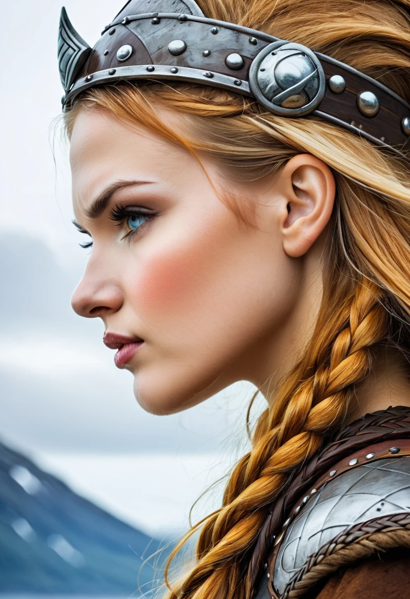 viking woman face in profile