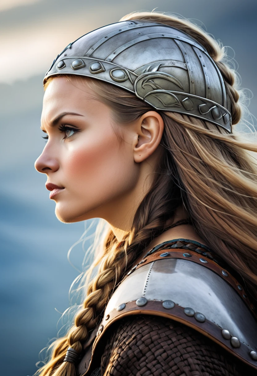 viking woman face in profile