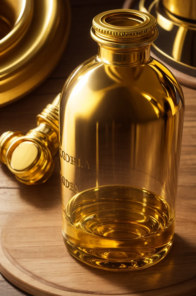 Golden jewish inside a bottle