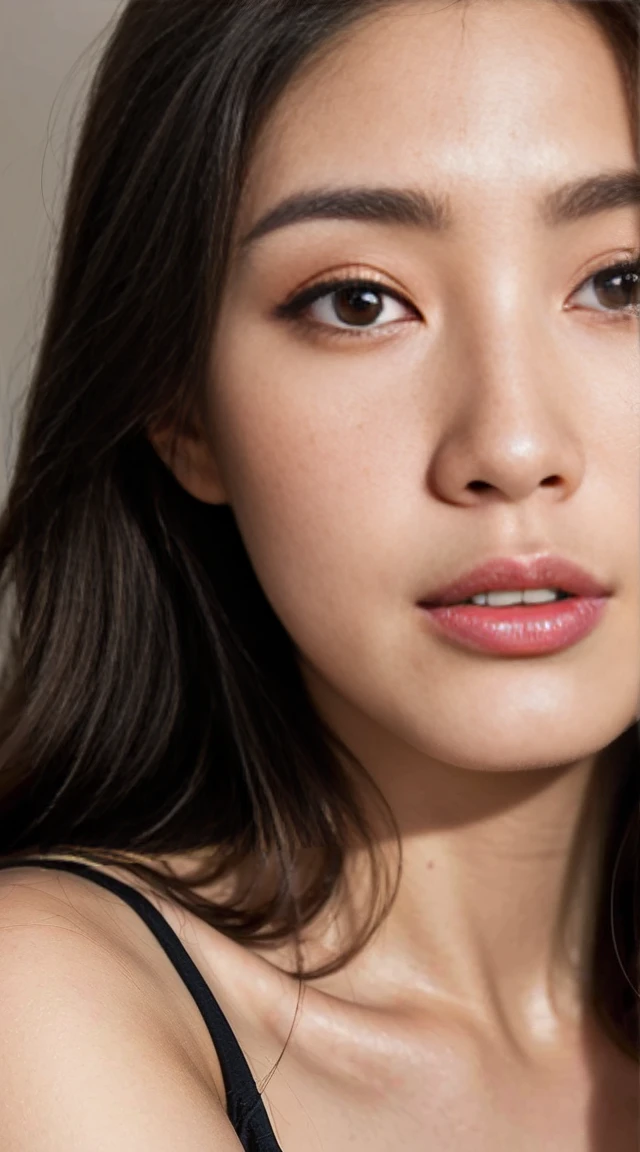 Dark brown hair、Light brown eyes、Japanese actress face、 Lady、I'Iは彼とIが好きです'I'Iは40歳くらいです.、(Intricate details:1.2)、(Which one is on top??:1.4)、 (Ultra-high resolution:1.2)、Ultra-high resolution、(Finely tuned)、(Detailed facial features)、Hmph、8K resolution、D cup size breasts、Long Hair、Updostyle, Updo、Hair Bun、1 Girl, Deep sorrowの表情, (Very detailed美しい顔), (pajamas:1.4)、(Bare shoulders:1.3), (Highest quality:1.4), (Very detailed)、Beautiful fair skin with transparency, Are sleeping、Sleeping on the floor、Top view、 Please open your mouth a little、pajamas、Deep sorrow、Pose of Weakness、Obscene pose、White floor、White wall、The morning sun shines in、Please lie down and sleep、High fever and expression of pain、