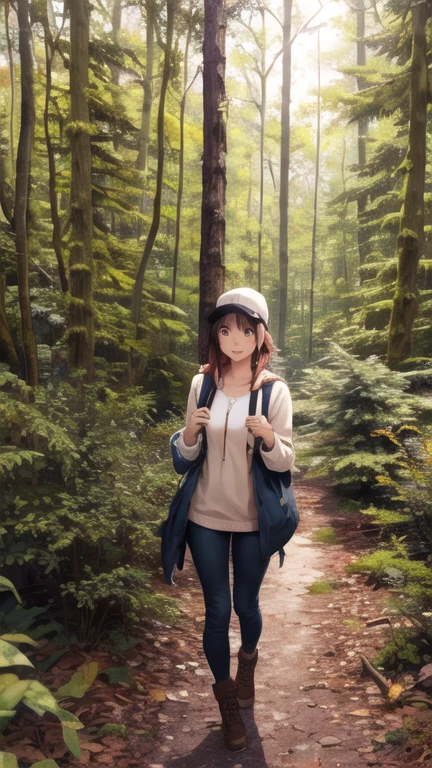 Cute girl walking in the forest