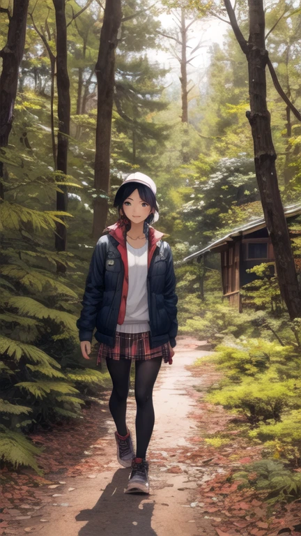 Cute girl walking in the forest