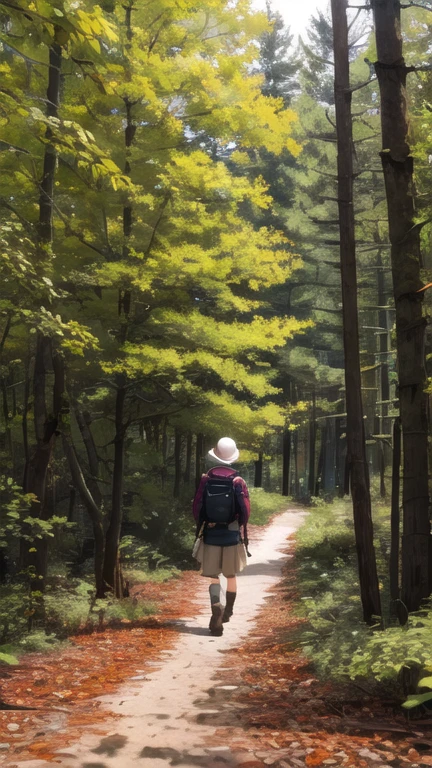 Cute girl walking in the forest