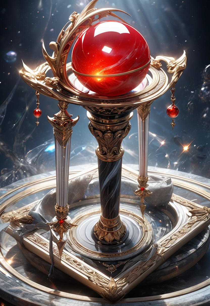 masterpiece, 8k, best quality, highly detailed, magical marble scepter with a red orb at the top