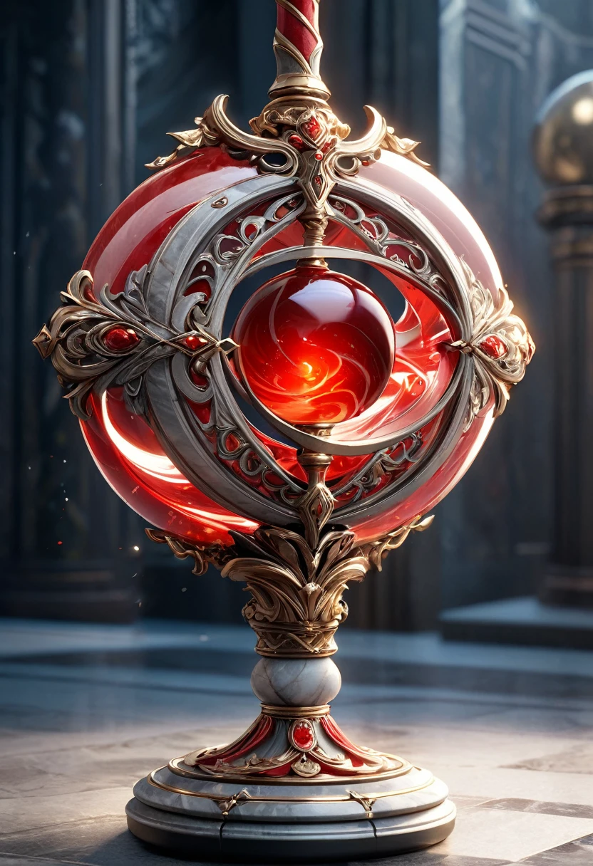 masterpiece, 8k, best quality, highly detailed, magical marble staff with a red orb at the top