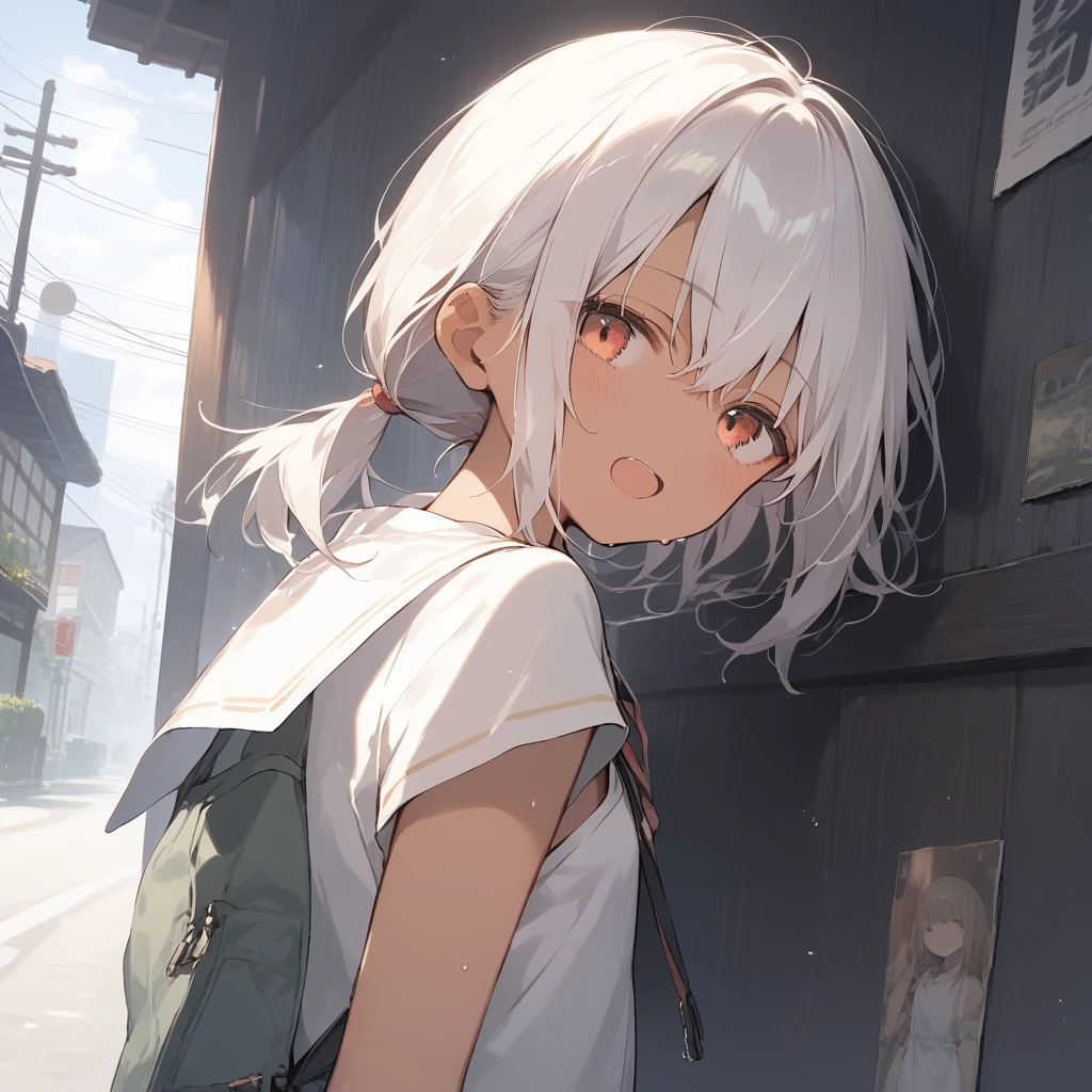 score_9, score_8_up, score_7_up, source_anime, best quality, masterpiece, official art, absurdres, highres, ultra-detailed,waifu2x,Collection: Slice of Life,break,1girl, tomboy, dark-skinned female, short hair, low ponytail, flat chest, beautiful detailed eyes, short shorts, sweat, open mouth, (yawn:0.3), sleepily, outdoors, wind,break,(clear line illustration:1.2), super detailed skin,very high resolution, very aesthetic, Best sexual lighting powered by famous artist, 8k,cute picture,beauty illustration,photoshop_(medium),,(Detailed Lighting),best anime 8k konachan wallpaper, pixiv contest winner,
