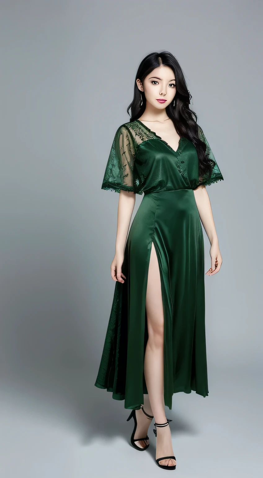 BEAUTIFUL WOMAN CHINITA GREEN EYES BLACK HAIR FULL BODY