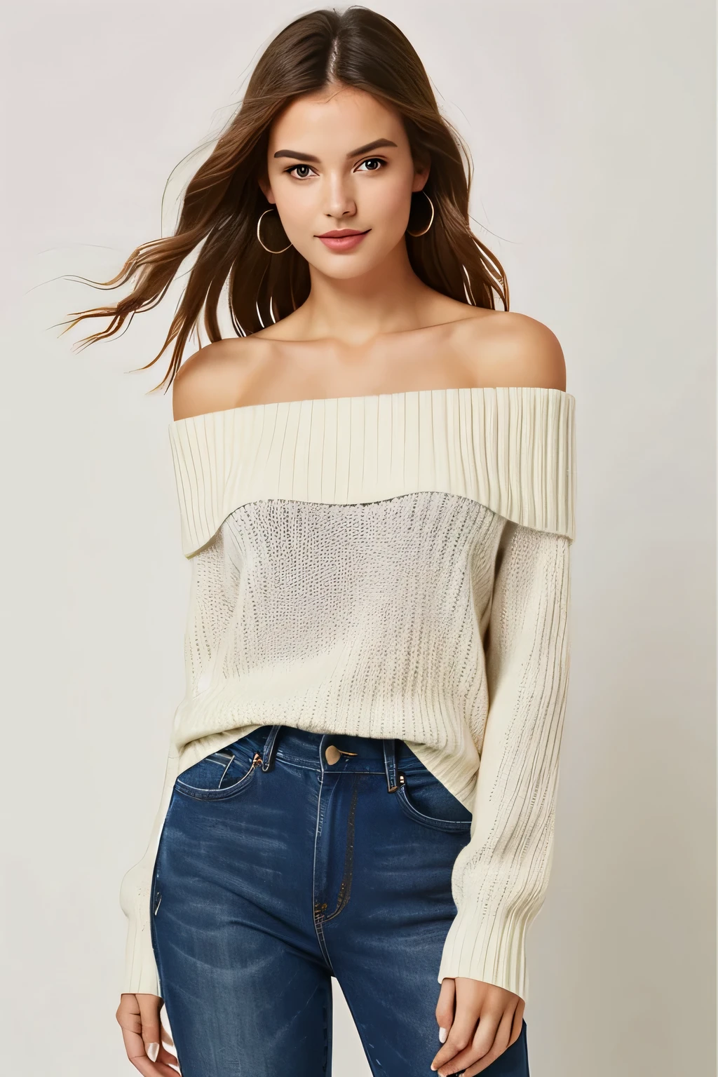 ((Best Quality)), ((Masterpiece)), (detailed), 1 girl, off shoulder sweater, 