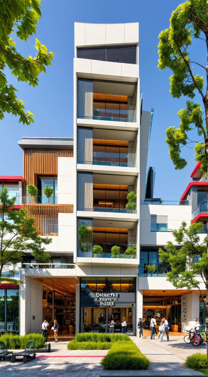 head of'artwork, High quality, best quality, authentique, great detail, En plein air, villa de plain-piedXL, groupe aiai, style de maison moderne dans la rue ,stairs, white wall ,road,pavement, grass, trees, sky, nuvens, (day light:1.1)