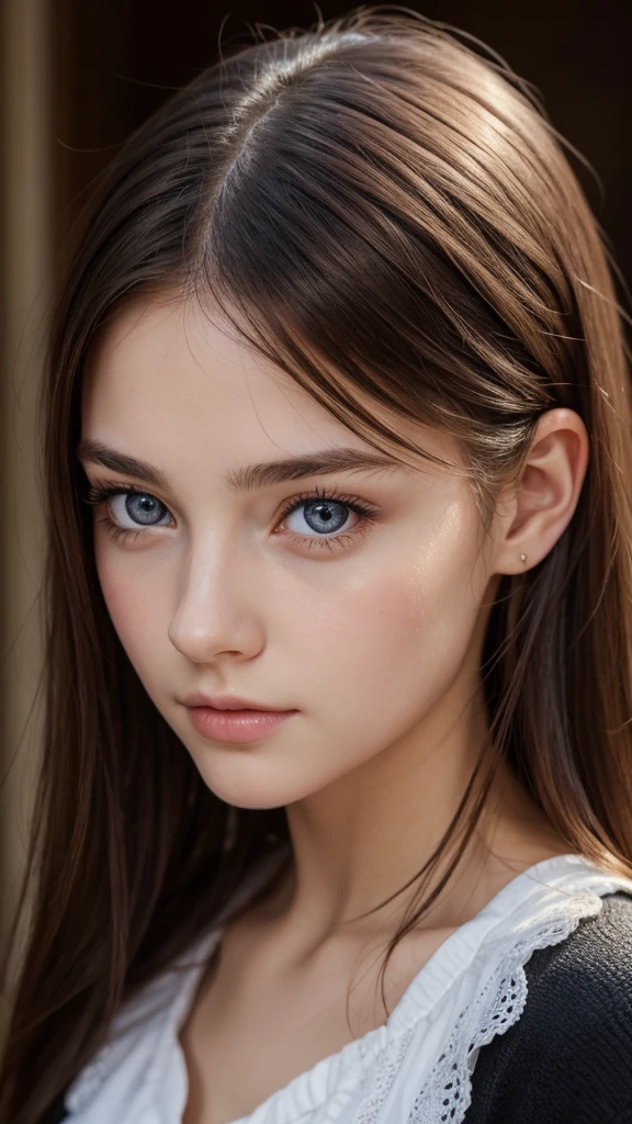 portrait, a European girl, highly detailed facial features, Captivating eyes, oval face