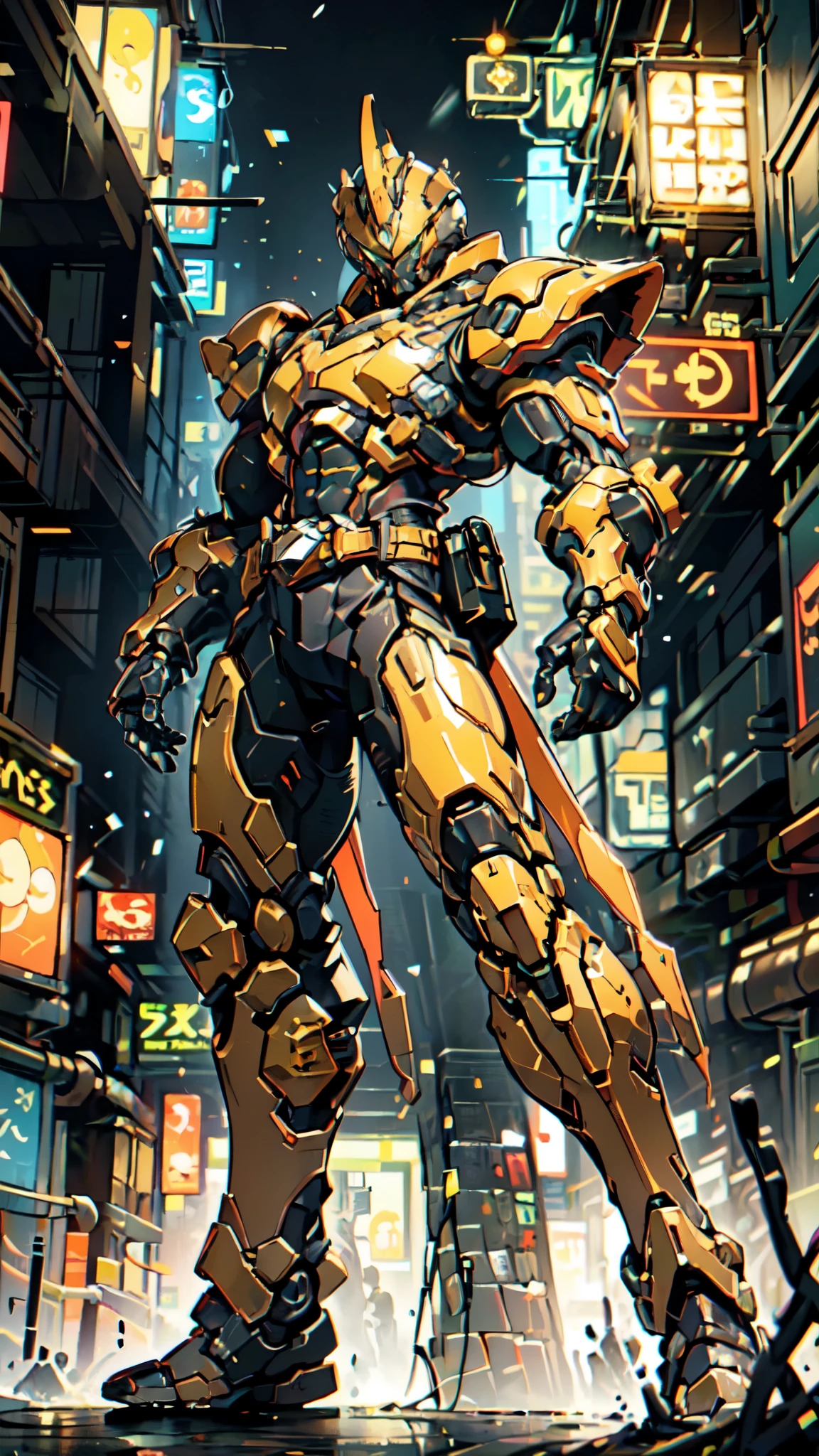 (masterpiece:1.5, best quality:1.5, extremely delicate:1.5, foreshortening:1.5, dynamic angle:1.5), a man wearing a full-face helmet, a fantasy-style biotech armored combat suit, green eyes, (a composite layered chest armor), fully enclosed shoulder guards, matching arm and leg guards, the belt is adorned with neon circuitry, (the color scheme is primarily white with red black accents), the design balances heavy with agility, a high-tech bio-mecha armor, (Armor Concept Inspired by neon Cyberpunk, stand on the top of a skyscraper in a futuristic sci-fi city), this character embodies a finely crafted fantasy-surreal style armored hero in anime style, exquisite and mature manga art style, (element, plasma, energy, the armor glows), ((male:1.5)), metallic, high definition, highres, ultra-detailed, ultra-fine painting, professional, perfect body proportions, golden ratio, anatomically correct, symmetrical face, extremely detailed eyes and face, high quality eyes, creativity, RAW photo, UHD, 32k, Natural light, cinematic lighting, masterpiece-anatomy-perfect