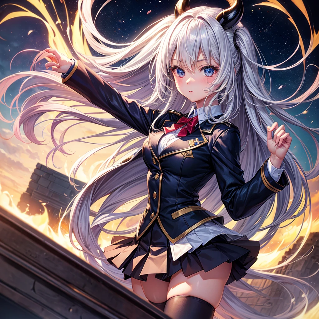 Best Quality,beautiful girl,Light novel,Superpowered girl,Beautiful girls,8K,Perfectly portrayed,High quality,masterpiece,Long Hair,Horny girl,Perfect Face,strongest,Cute uniform,blazer,mini skirt,tights,stylish,Academy,