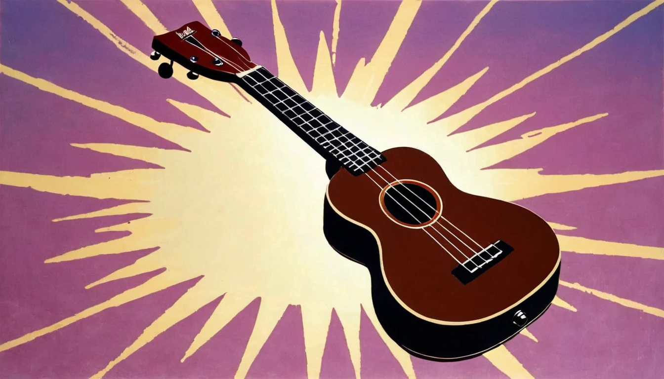 Ukulele, por Andy Warhol (sun in the background)
