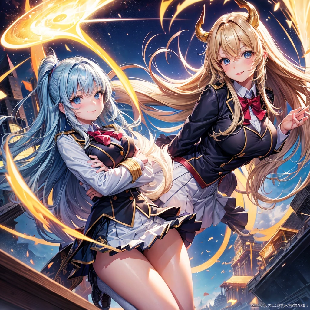 Best Quality,beautiful girl,Light novel,Superpowered girl,middle School girls,Beautiful girls,Big Breasts,8K,Perfectly portrayed,smile,High quality,New Uniform,masterpiece,Long Hair,Horny girl,Naughty Girls,Perfect Face,strongest,Cute uniform,blazer,mini skirt,tights,stylish,Academy,