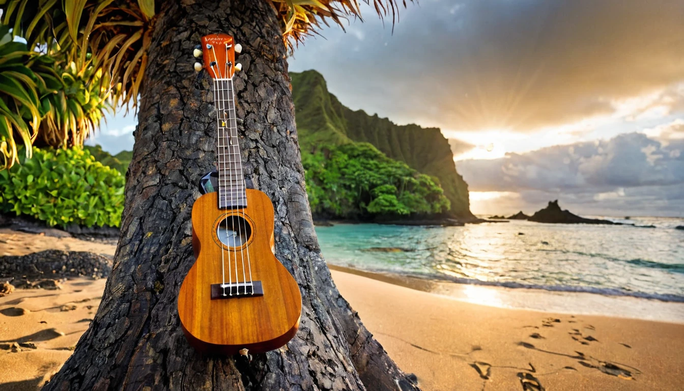Ukulele, por Genevieve Naylor (sun in the background)