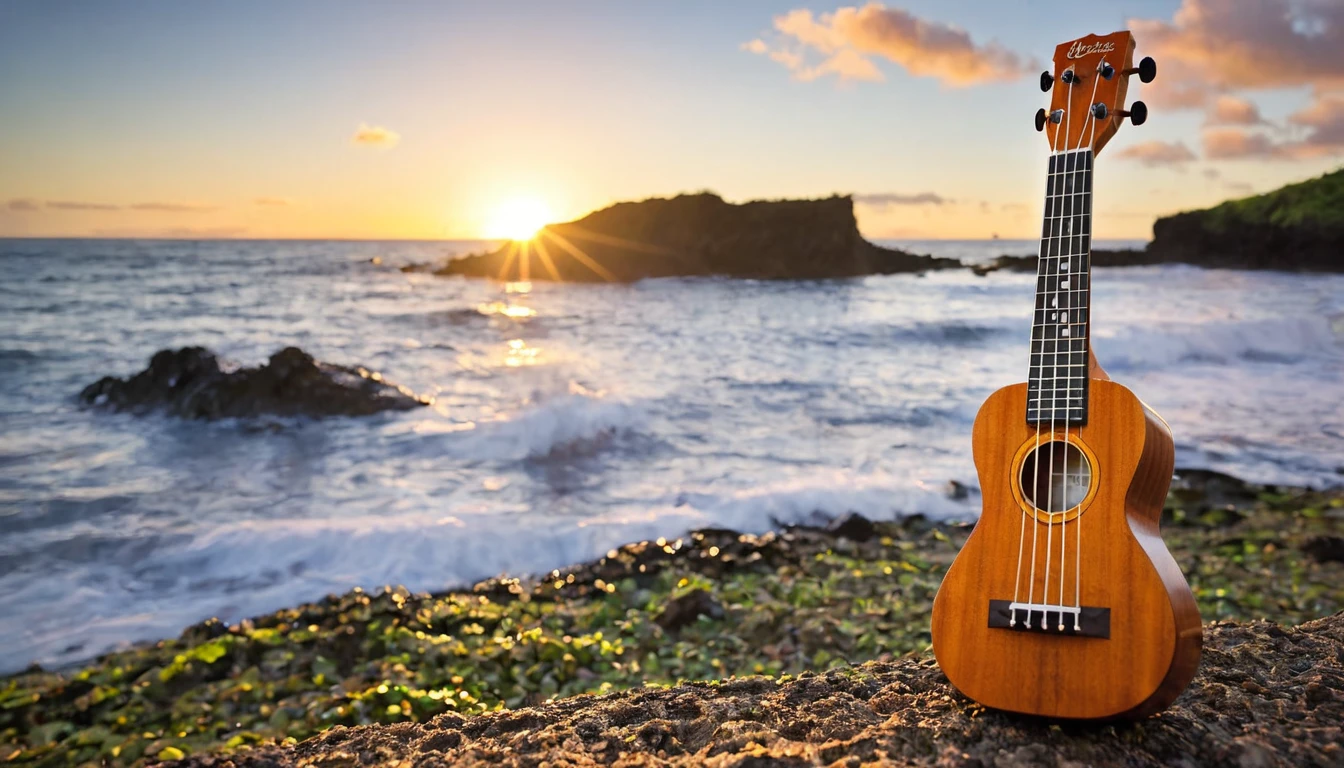Ukulele, por Genevieve Naylor (sun in the background)