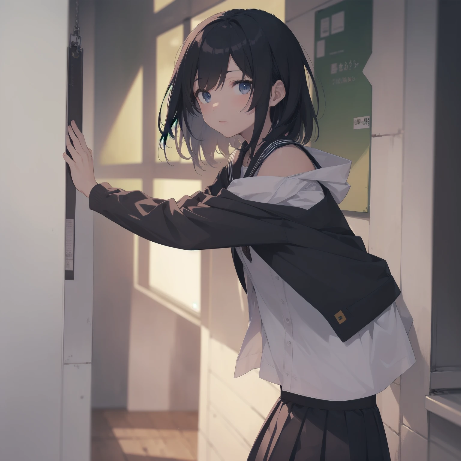 ultra-absurdres-Top quality by artist God, ultra-detailed, high resolution, anime moe artstyle, best anime 8k konachan wallpaper, pixiv contest winner, pool:2810, perfect anatomy,break, 1girl, (Please draw a girl walking sleepily to school alone. )break,(Solo,little female, 13-year-old:1.3),Full limbs, complete fingers,a junior high school student, (very short hair), short cut, flat chest, , small butt, small black eyes, beautiful detailed eyes, well-proportioned iris and pupils, expressive eyes, highres detailed hair, soft expression, salor school_uniform, sailor collar, serahuku, bow, pleated skirt,(Detailed Lighting), (Detailed background), in the School commute route. break,super detailed skin, Best cinematic lighting powered by famous artist, 8k,beauty illustration,photoshop_(medium),very aesthetic,break,((artist:tomose_shunsaku )), artist:clamp ,artist:carnelian ,artist:kantoku ,