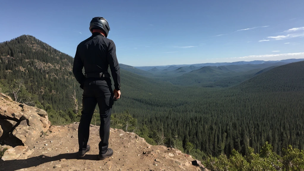 A Luxury Sales Suit man wearing a black rider full-face helmet overlooking wilderness,full body,standard rider black full face helmet,back view of the man, background is a wilderness,a man overlooking wilderness,a man overlooking wilderness,a man overlooking wilderness,a man overlooking wilderness,a man overlooking wilderness,full body,full body,full body,full body,with black rider full-face helmet,with black rider full-face helmet,with black rider full-face helmet,wearing black rider full-face helmet,wearing black full-face helmet,wearing black full-face helmet,overlooking wilderness,overlooking wilderness,Back view,Back view,Back view,Back view,Draw people small,Draw people small,Spectacular views,Spectacular views,Spectacular views,lonely man,lonely man,a black full-face helmet,a black full-face,A Luxury Sales Suit man,with Luxury Sales Suit