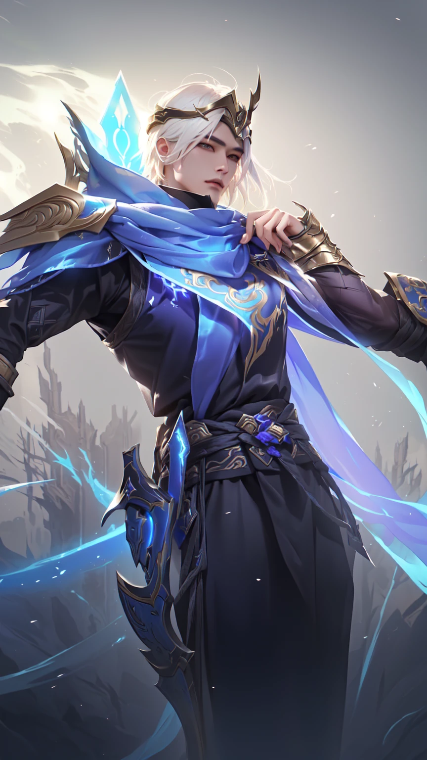 a close up of a person with a sword and a helmet, heise jinyao, arcane jayce, inspired by Huang Shen, official splash art, ashe, inspired by Shen Zhou, inspired by Yi Inmun, splash art, kda, inspired by Yi Jaegwan, league of legends arcane, ezreal (league of legends, arcane art style, wow 4 k detail fantasy, hyperdetailed fantasy character, 4K details fantasy, realistic