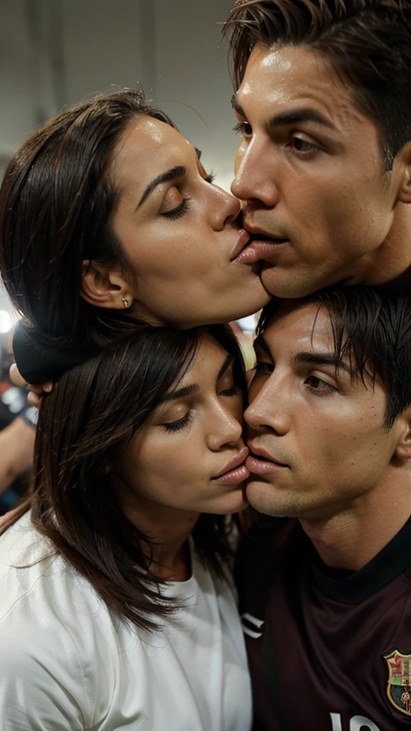 Cristiano Ronaldo kissing Messi