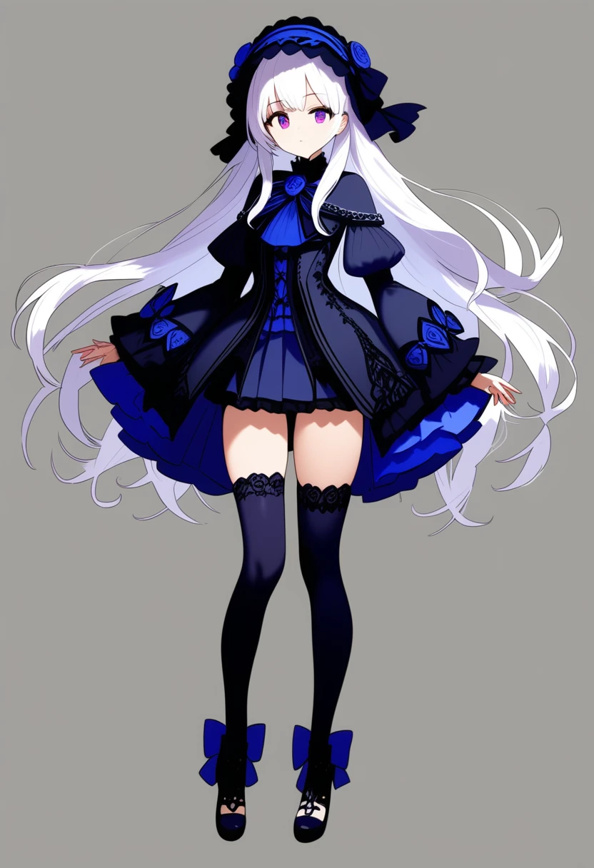 Masterpiece, absurdness, high detailed, white hair, gothic lolita, full body, standing,short dress,