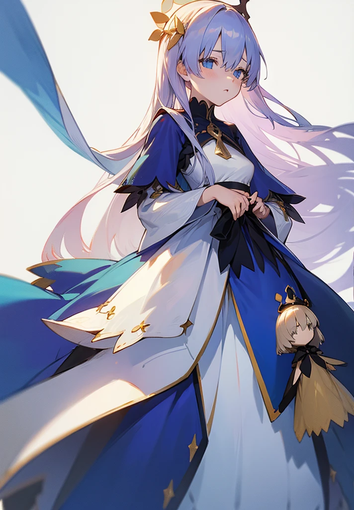 Original outfit, 1 girl, Anastasia (fate), layer azul, Alone, corona, White background, layer, simple background, dress, doll, mini crown 