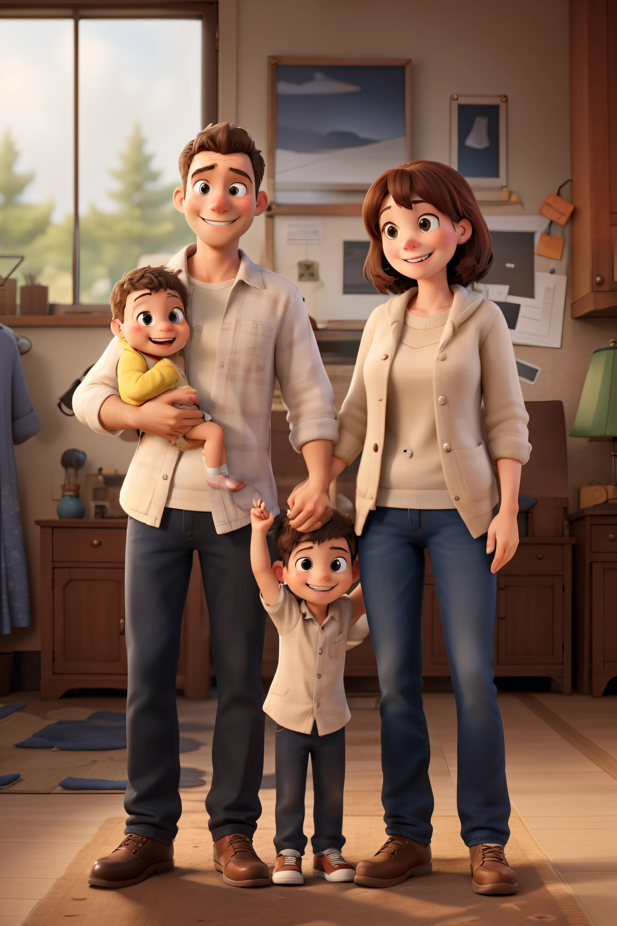 Happy Family (best qualityer), (realisitic), (detailded)