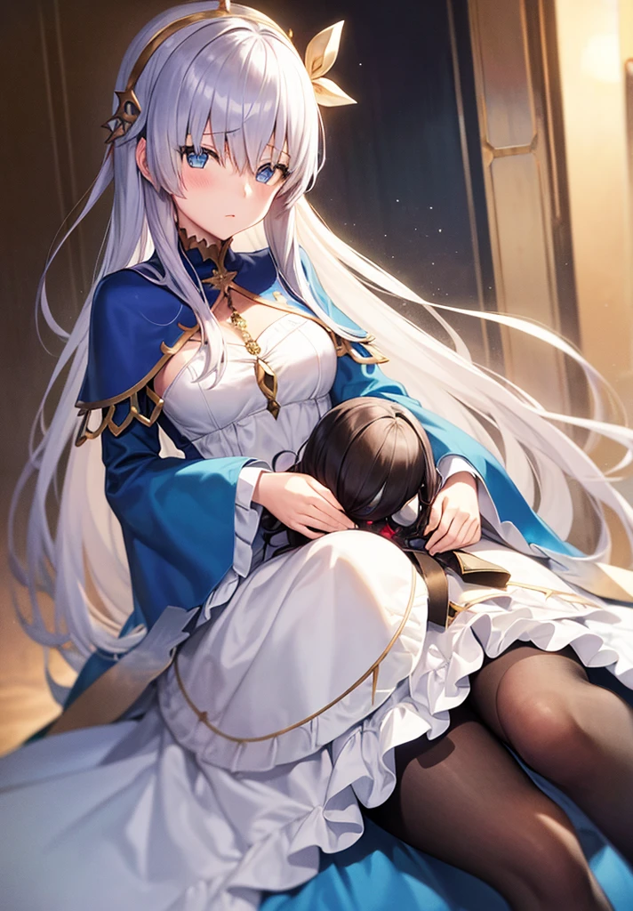 Original outfit, 1 girl, Anastasia (fate), layer azul, Alone, corona, White background, layer, simple background, dress, doll, mini crown 