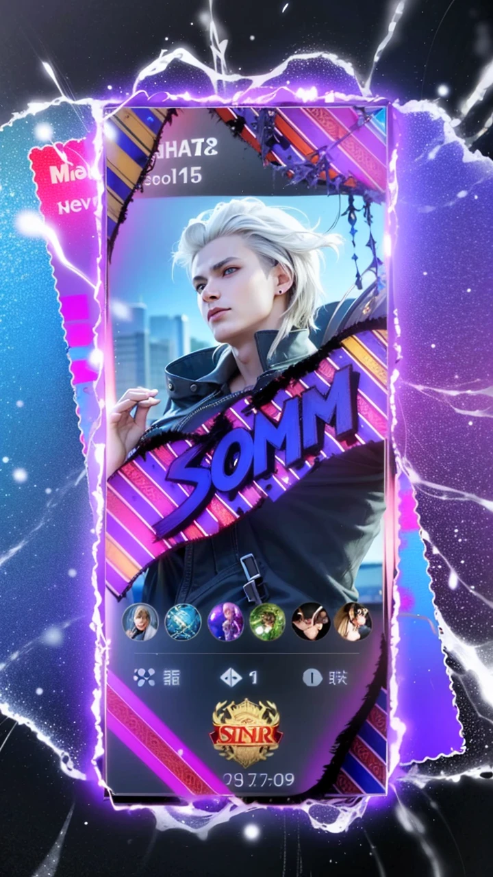 masculine male, masterpiece, ((perfect eyes)) best quality, (semirealism:1.9), beautiful lighting, (extremely detailed CG unity 4k fhd wallpaper), High Detail, Sharp focus, dramatic outdoors, 1 boy ,19 years old, white hair, light purpel eyes, smile.