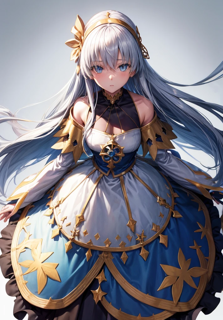 Original outfit, 1 girl, Anastasia (fate), layer azul, Alone, corona, White background, layer, simple background, dress, doll, mini crown