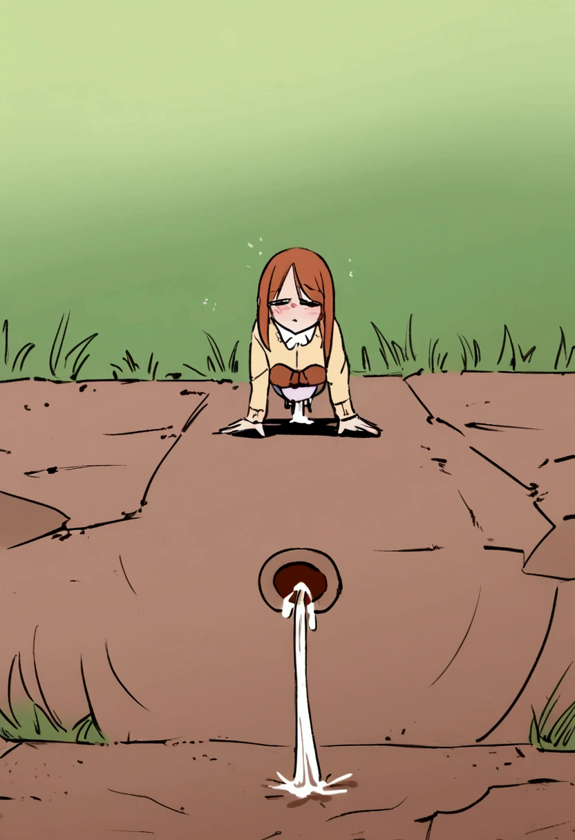 Animemilf pooping in yard 