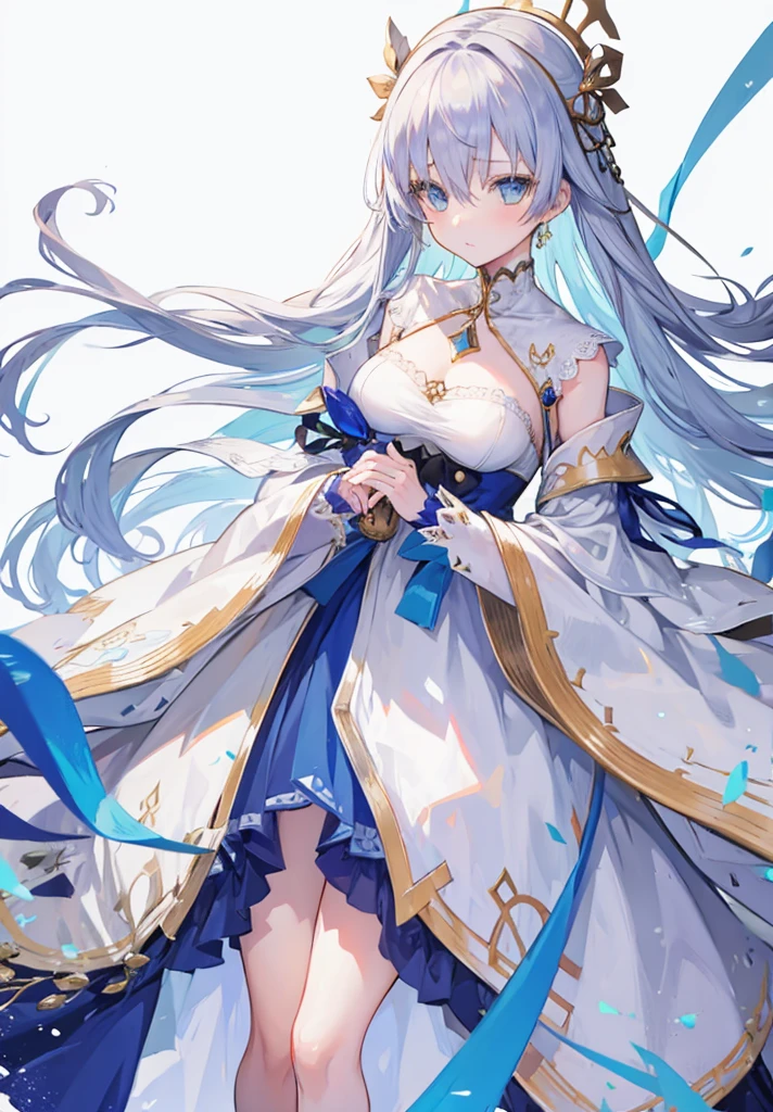 Original outfit, 1 girl, Anastasia (fate), layer azul, Alone, corona, White background, layer, simple background, dress, doll, mini crown