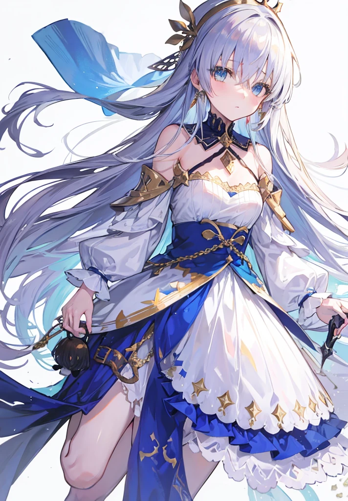 Original outfit, 1 girl, Anastasia (fate), layer azul, Alone, corona, White background, layer, simple background, dress, doll, mini crown 