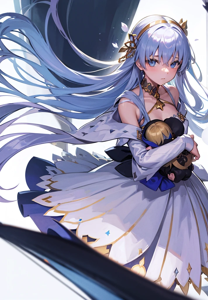Original outfit, 1 girl, Anastasia (fate), layer azul, Alone, corona, White background, layer, simple background, dress, doll, mini crown