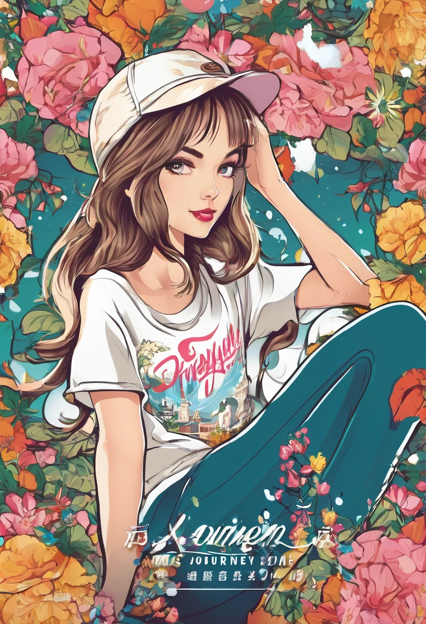 logo,Tシャツdesign, rzminjourney, Vector art,design,Girl