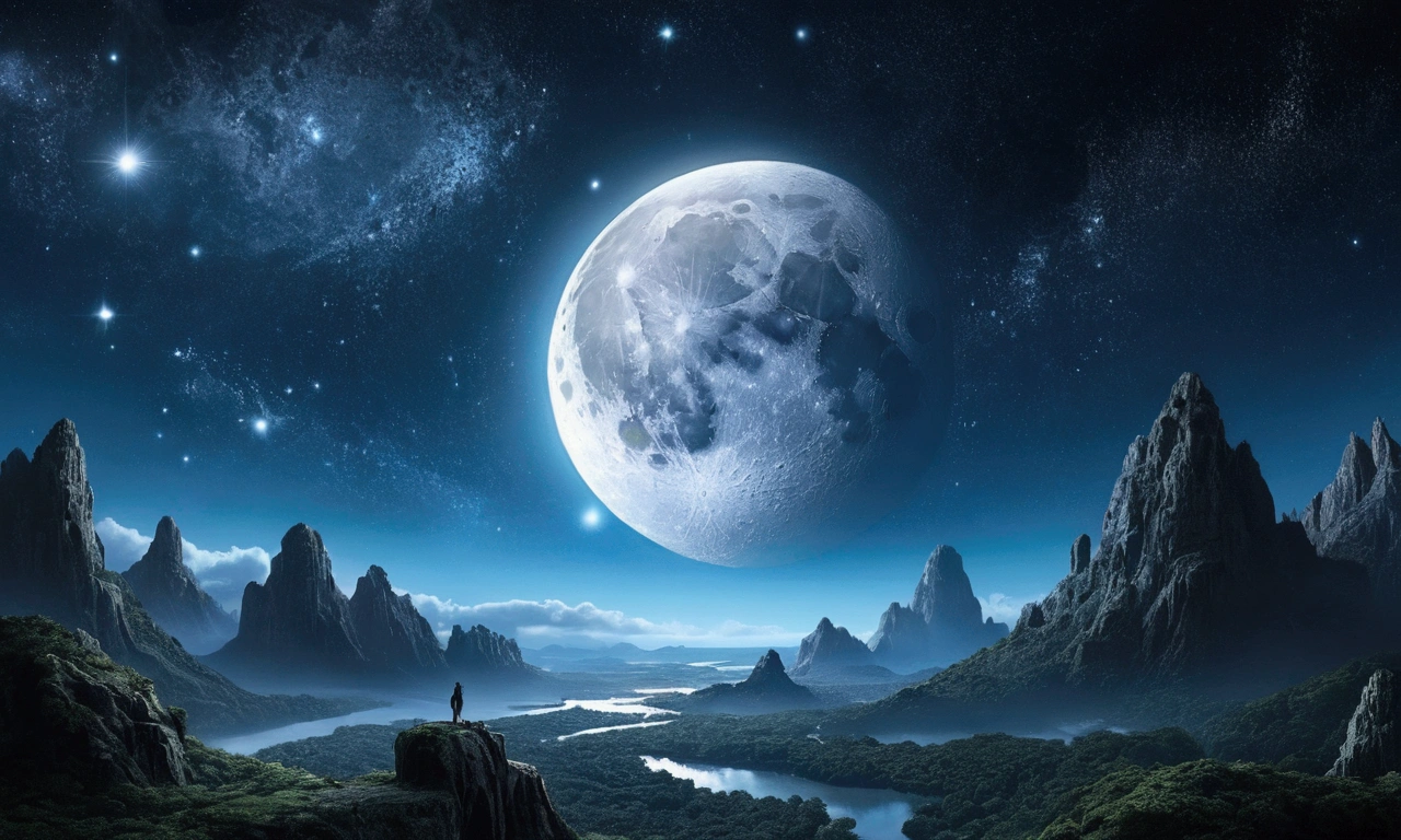 Realistic fantasy universe,moon,star
