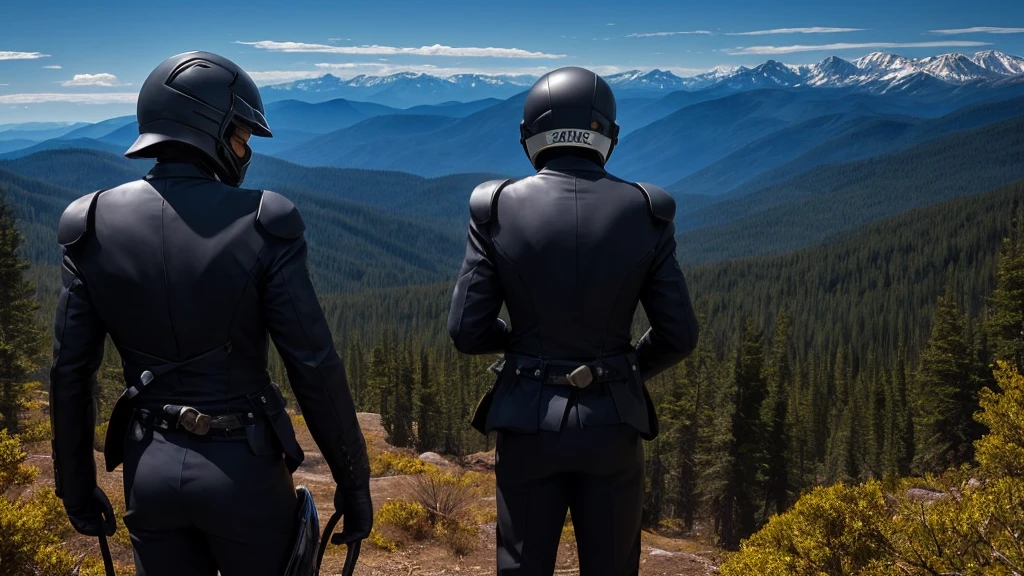 A Luxury Sales Suit man wearing a black rider full-face helmet overlooking wilderness,full body,standard rider black full face helmet,back view of the man, background is a wilderness,a man overlooking wilderness,a man overlooking wilderness,a man overlooking wilderness,a man overlooking wilderness,a man overlooking wilderness,full body,full body,full body,full body,with black rider full-face helmet,with black rider full-face helmet,with black rider full-face helmet,wearing black rider full-face helmet,wearing black full-face helmet,wearing black full-face helmet,overlooking wilderness,overlooking wilderness,Back view,Back view,Back view,Back view,Draw people small,Draw people small,Spectacular views,Spectacular views,Spectacular views,lonely man,lonely man,a black full-face helmet,a black full-face,A Luxury Sales Suit man,with Luxury Sales Suit