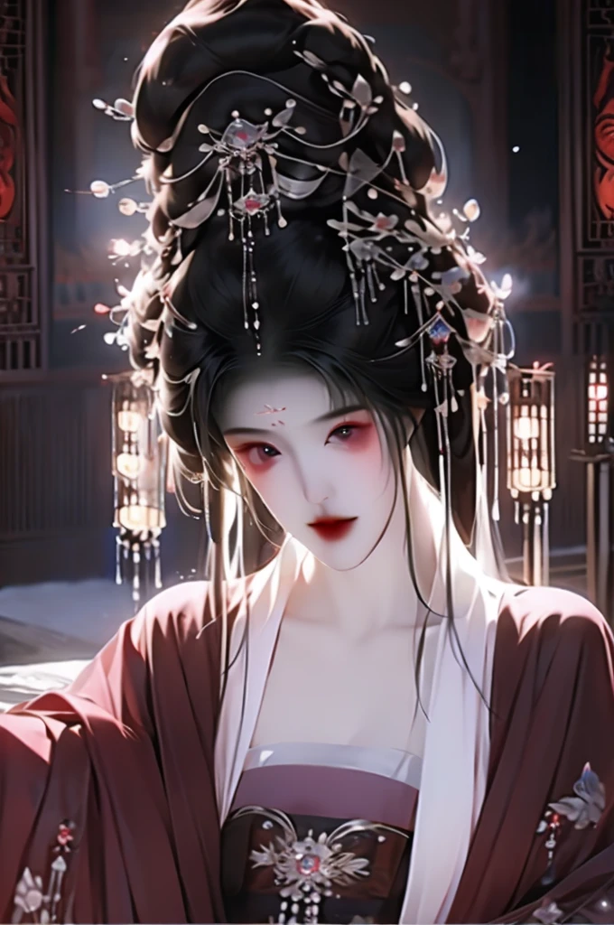 Black Hair, Immortal Cultivation, Royal sister, White Robe, hime cut, hair scrunchie, Romanticism, Gothic art, ray tracing, cinematic lighting, first-person view, Sony FE GM, anatomically correct, masterpiece